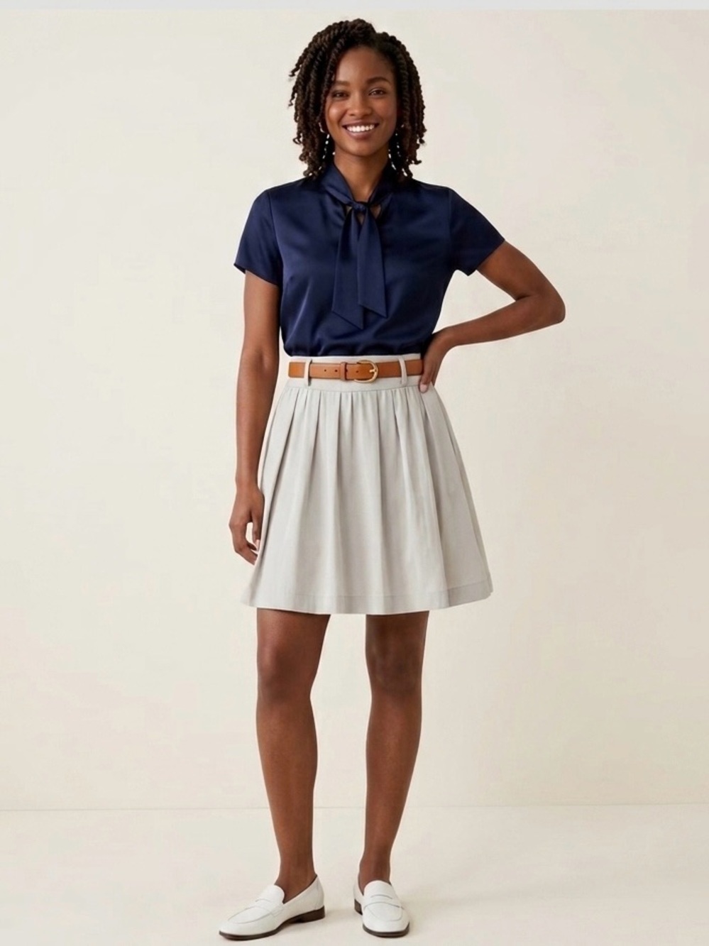 J. Crew Light Grey Cotton Pleated A-Line Mini Skirt Size 0
